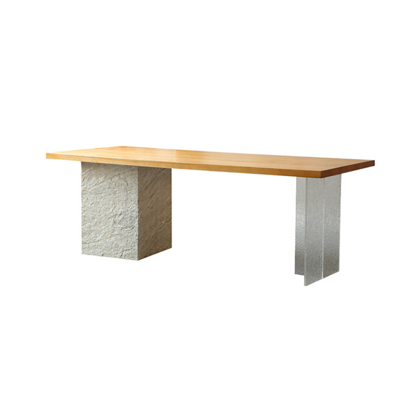 Oak Solid Wood Top Dining Table, 31.49" W x 78.74" L