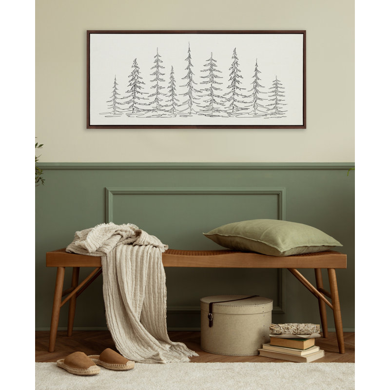 «Minimalist Evergreen Trees S croquis» par The Creative Bunch Studio, reproduction d'art sur toile encadrée, Brun