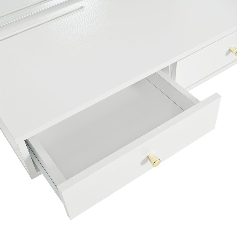 Floating Makeup Vanity Desk With Mirror & 3-Color Lights, Wall Dressing Table With Power Outlet, Compact Vanity, Large Storage