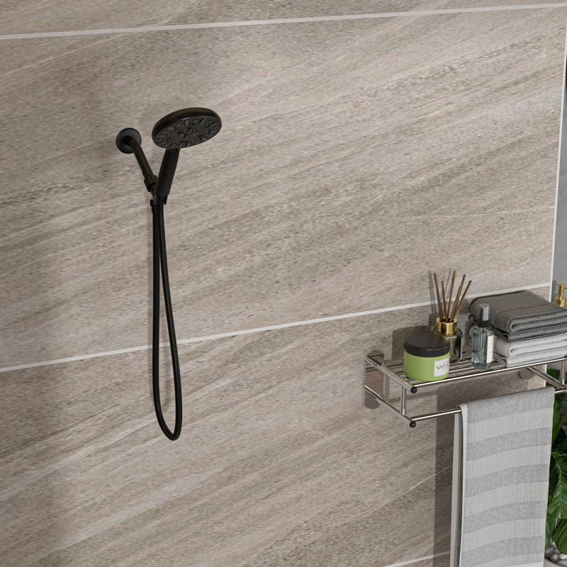 Handheld Shower In Matte Black, 7 Functions & 13" Package Depth 7-mode Plastic Stainless Steel Hose, Matte Black