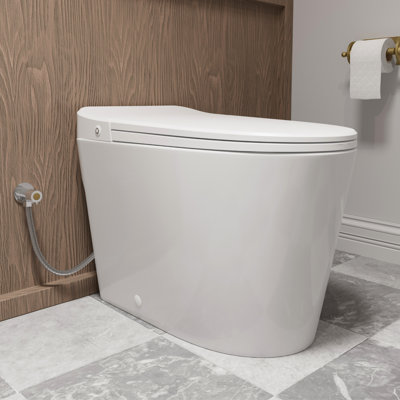Los Flexi Non-Electric One-Piece Toilet, 17.3" ADA Height Elongated Toilet with Foot-Kick Flush, 1.0 GPF Efficient Air Pressure Assisted Flush System, 10" Rough-In