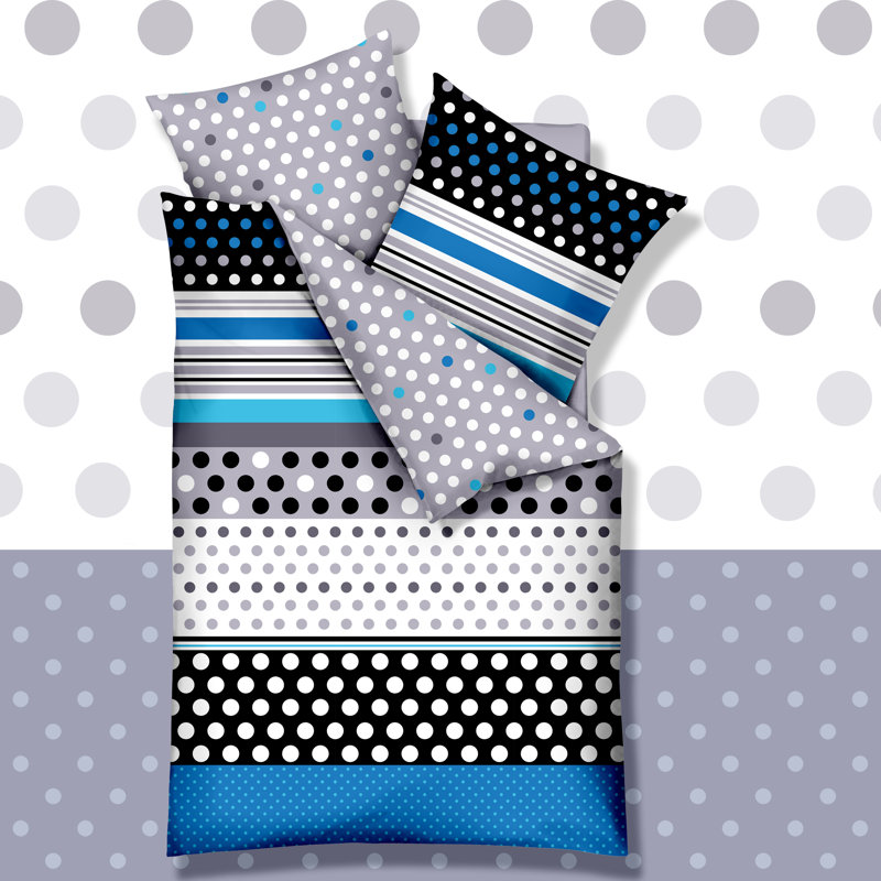 Ensemble de housse de couette 3 pièces 100 % cotton réversible Behanan, Grand TG, Orange
