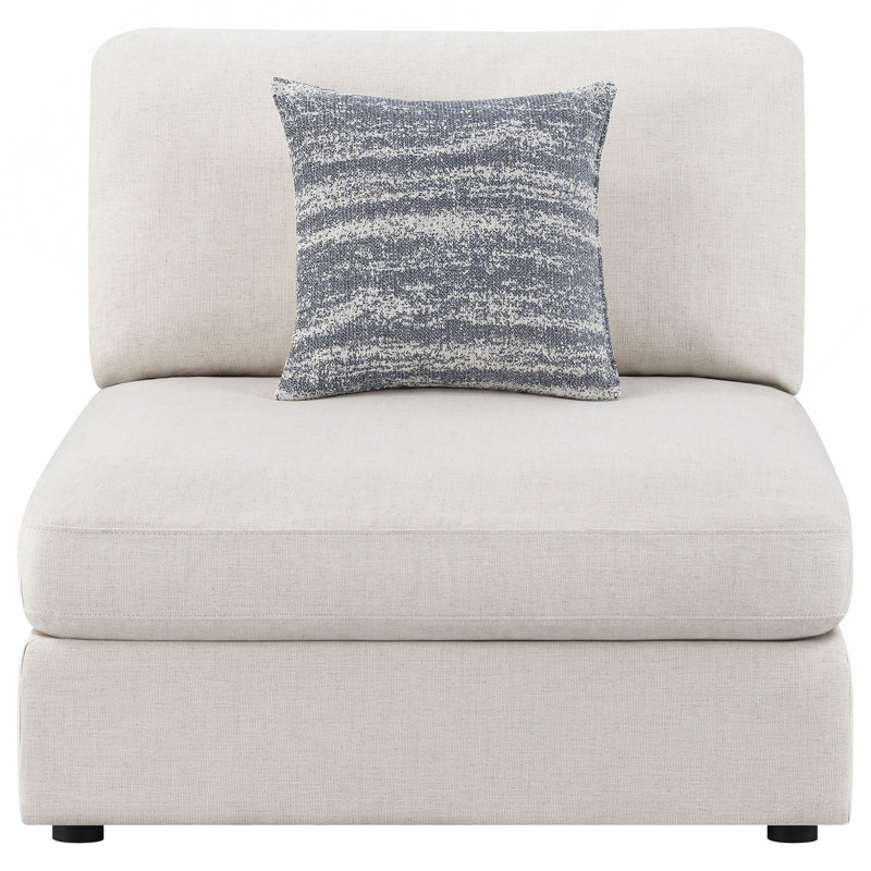 Chaise rembourrée beige sans accoudoirs avec coussins amovibles, Doré