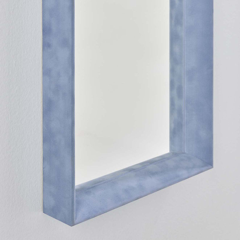 Nakira Solid Wood Rectangle Wall Mirror, Blue, 90cm x 30cm