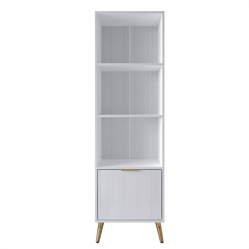 70''H x 23.6''W 4 Tier Standard Wood Storage Bookcase, White