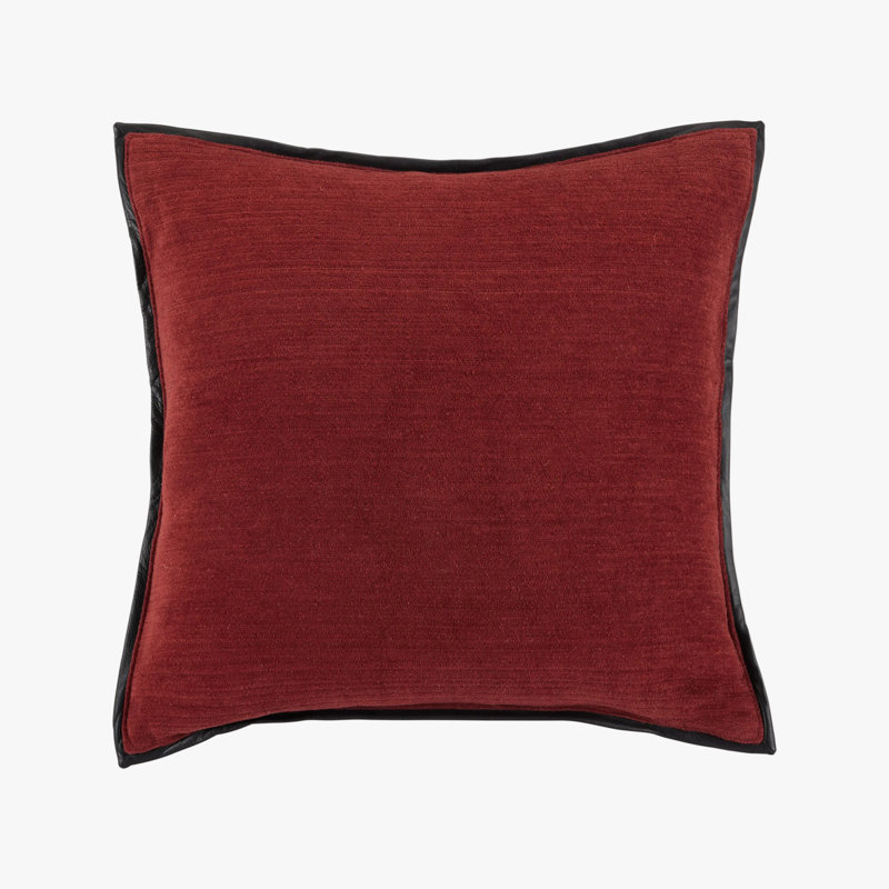 Heavy Metal Leather Frame Pillow Cover & Insert, Brick/Black