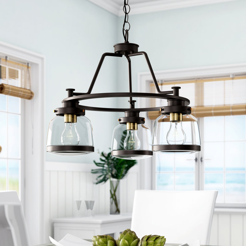 Lupe 3 - Light Dimmable Wagon Wheel Chandelier, Antique Bronze
