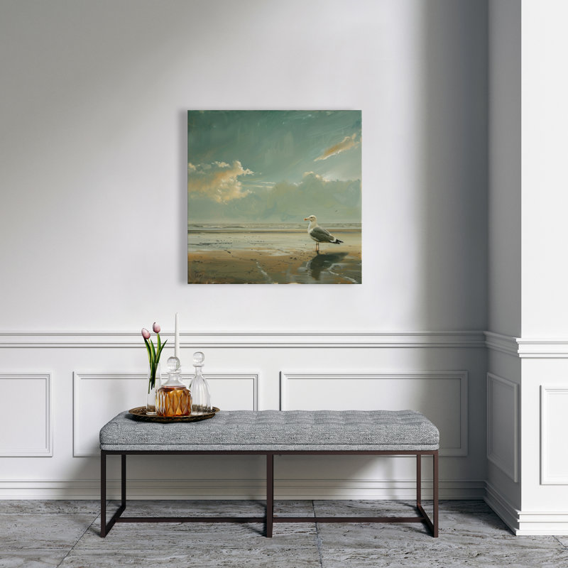 Relaxed seagull Beige Canvas | Home Decor Art for Serenity