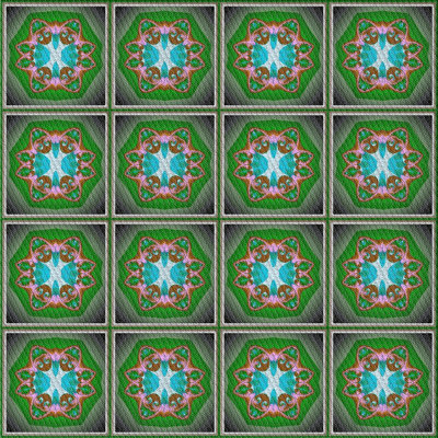 Tapis vert/bleu à motifs