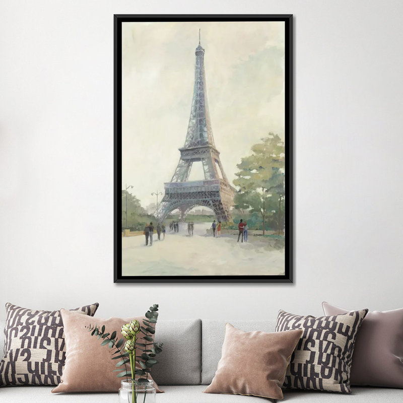 "early even paris" , reproduction d’art sur toile tendue, H 26 po x l 18 po x P 1,5 po, Toile avec cadre noir, Pas de tapis