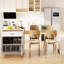Table pour îlot de cuisine extensible de 82,7 po pour 2 à 6 personnes, blanc, double rangement, 2 prises de courant, port, tablette réglable de type C avec coin repas 82,7 po, rangement double, tiroirs, tablettes latérales, utilisation polyvalente