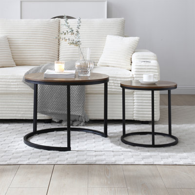 Ensemble de 2 tables basses gigognes avec centre d'appoint et salon