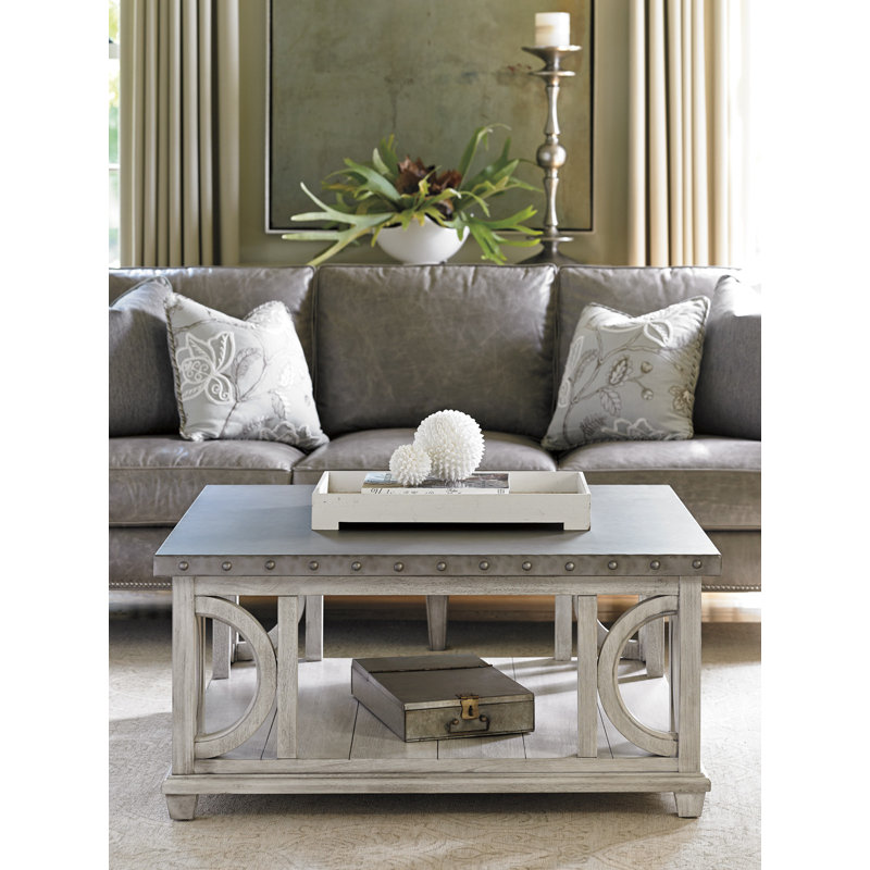 Cream Square Wood Transitional 40" Cocktail Table