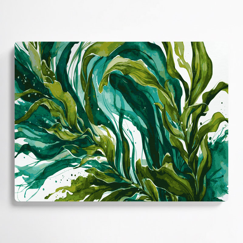 Art mural vert en métal légumes Kombu, H 20 po x l 30 po