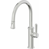 Davoli Kitchen Pull-Down Faucet with Button Sprayer - Low Arc Spout