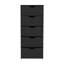 Commode H 42 po, 5 tiroirs, commode de rangement mince, noir