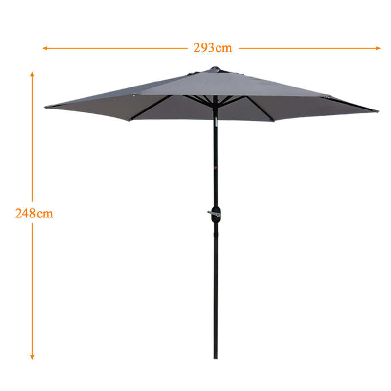 Ardolino Market Parasol, Grey, 248cm H x 300cm W x 300cm D