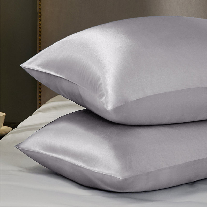Satin Pillowcase Set of 2, 300 Thread Count , Gray Sand,GentleSoft™️, Gray, King Pillow Case