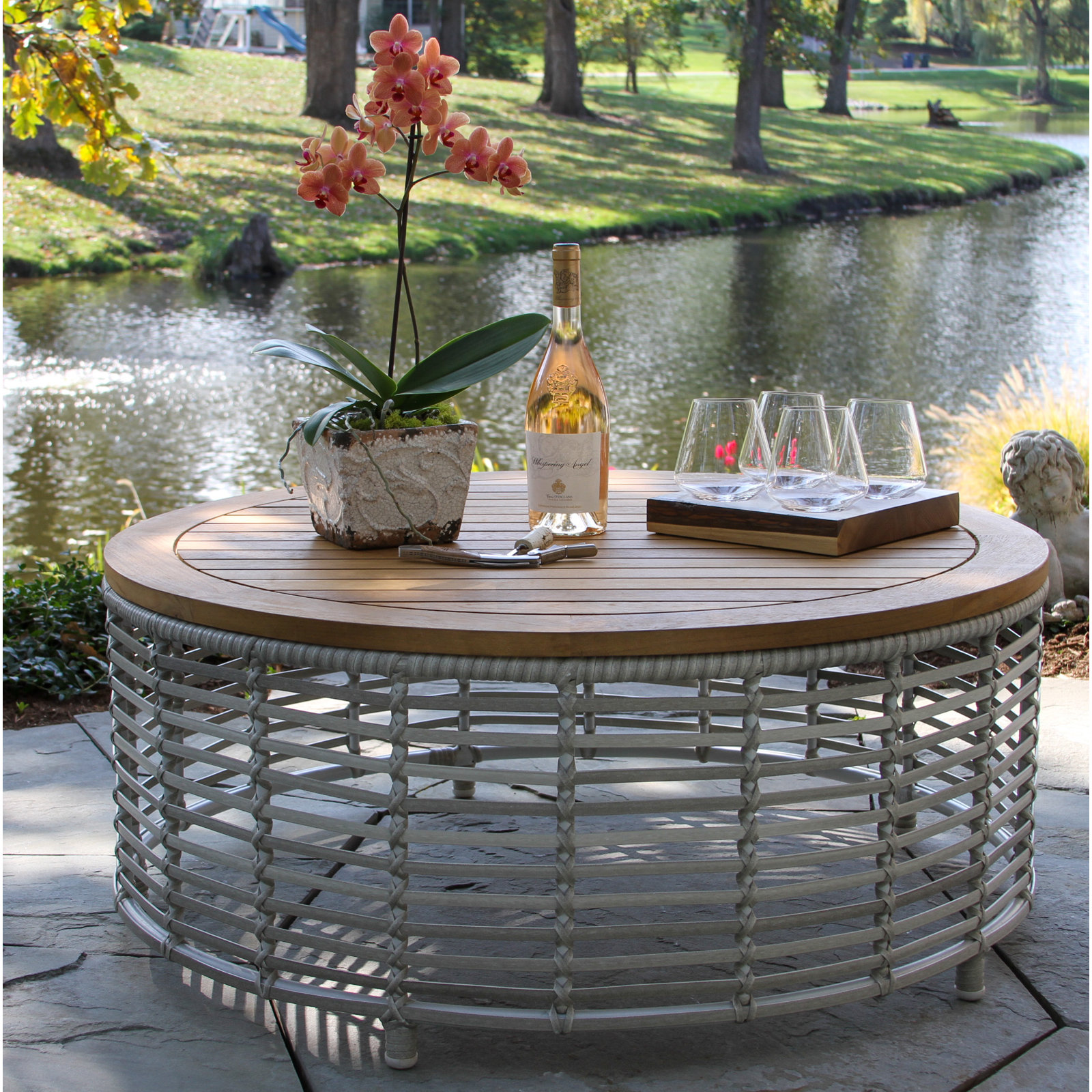 Dochi 38'' Outdoor Coffee Table, Canvas White Sunbrella®