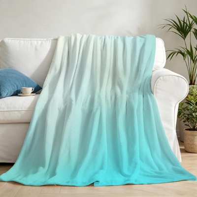 Jeté en flanelle transparente molletonnée, impression unicolore colorée moderne