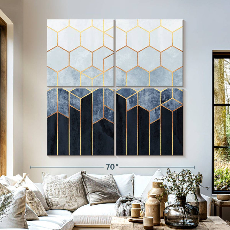Avery Soft Blue Hexagons, 57" H x 57" W