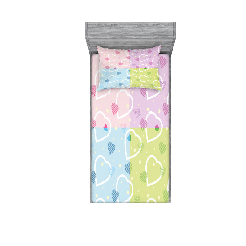 Ensemble de draps Big Little Heart, Ensemble de draps pour lit simple avec drap-housse