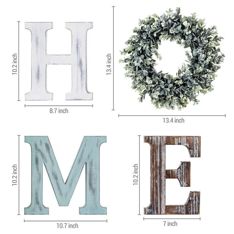 4 Piece Home Sign Letters Wall Décor Set