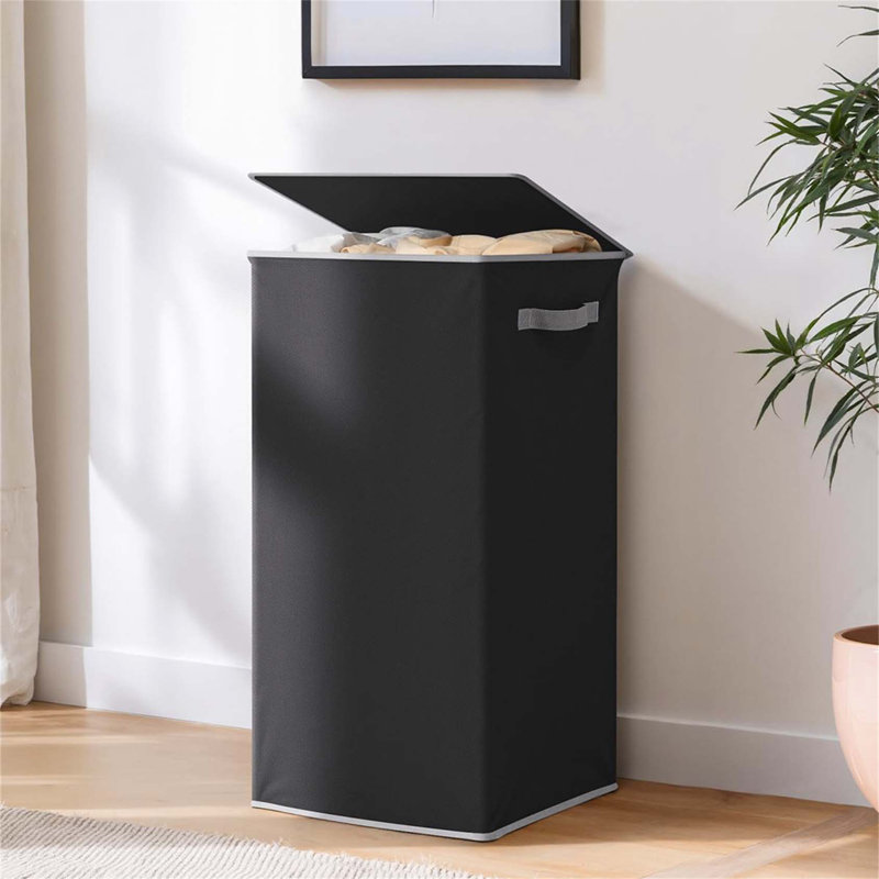 Bhargava Fabric Laundry Hamper with Handles, Black