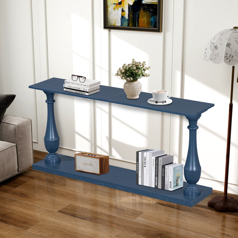 62.9" W Console Table, Navy Blue