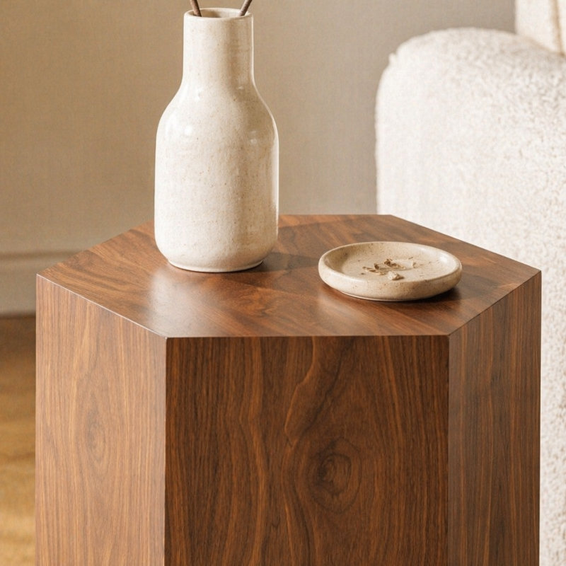 Table basse en MDF imitant le grain du bois imitation de bois, table d'appoint irrégulière, ensemble pour petit salon, noyer, entièrement assemblé