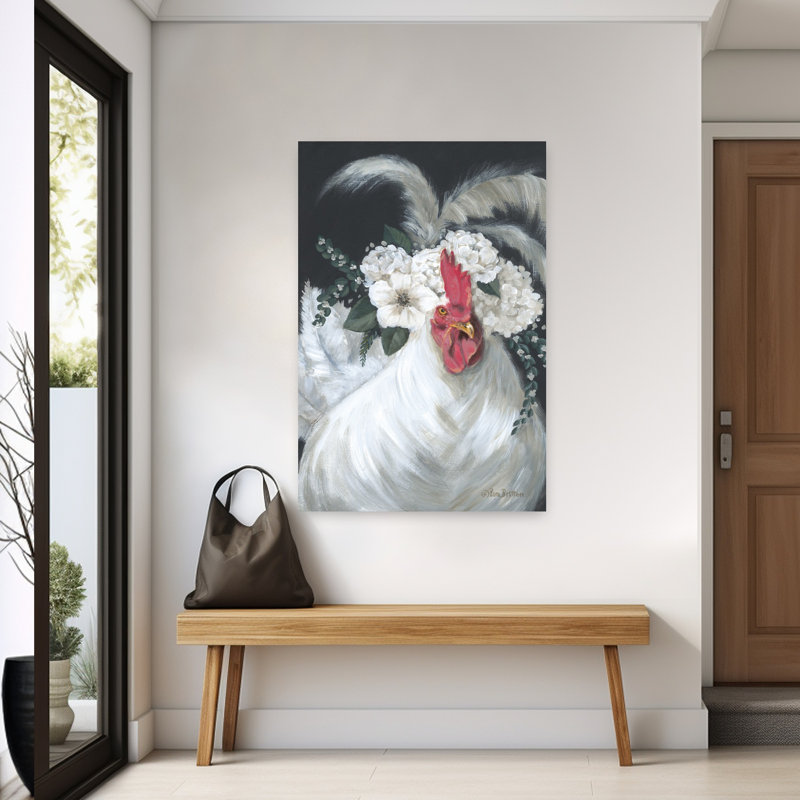 Art floral moderne coq floral, 60" H x 40" W