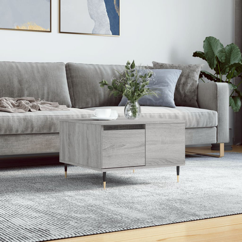 Cressey Four Leg Coffee Table with Storage, Grey Sonoma