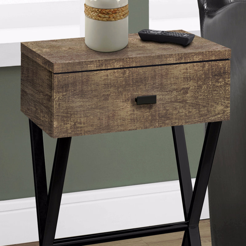 Table d'appoint, table d'appoint, table de bout, table de chevet, lampe, tiroir de rangement, stratifié, métal, contemporain, moderne
