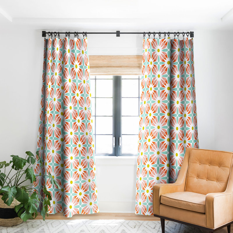 Heather Dutton Crazy Daisy Sorbet 1pc Blackout Window Curtain Panel