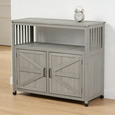 Wooden Patio Bar Table Set with Storage, Outdoor / Indoor Buffet Cabinet Sideboard by Arlmont & Co.