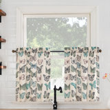 Akyla Animal Print 56'' W Kitchen Curtain in Blue