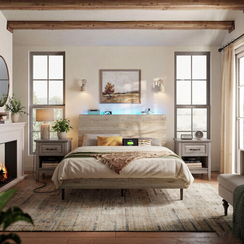 Bedroom Set, Beige/Gray