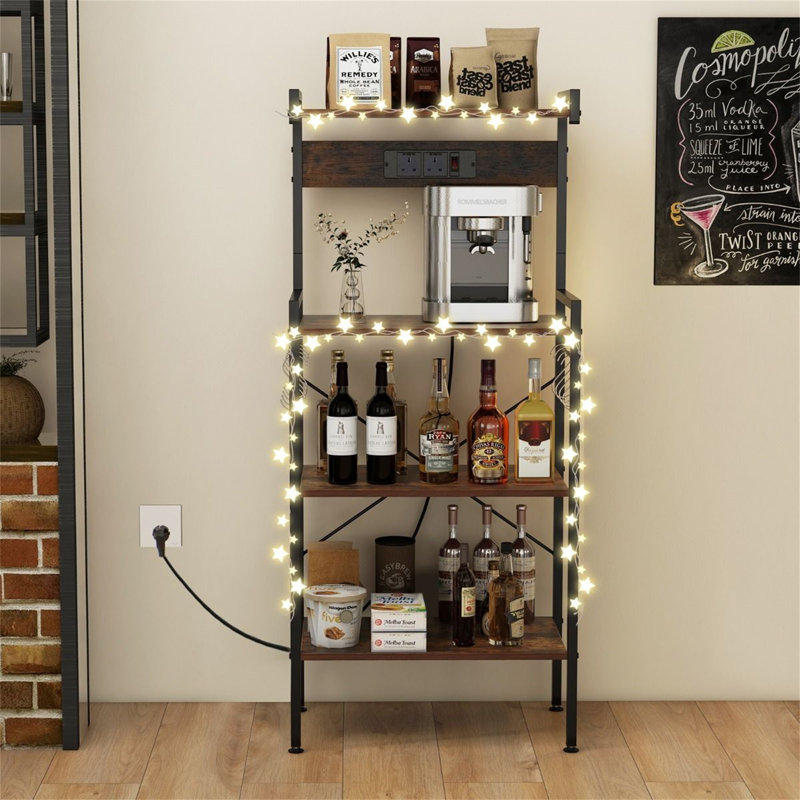 4-Tier Kitchen Bakers Rack with Power Outlet