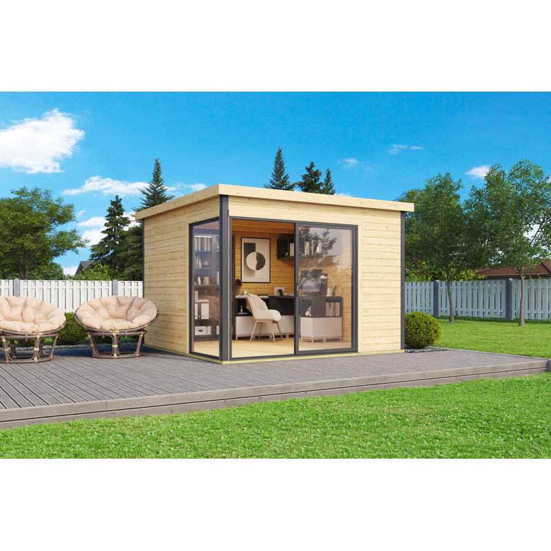  Domeo 1 - 10 x 10 Ft. Premium Log Cabin With Aluminium Sliding Doors (44mm)