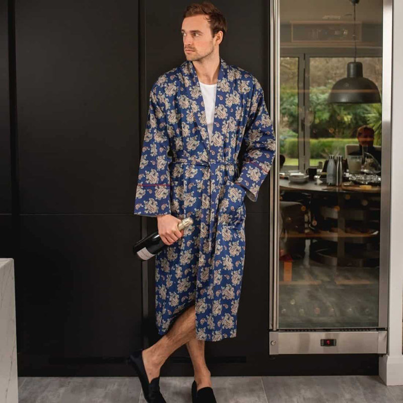 100% Cotton Velour Mid-Calf Bathrobe with Pockets, XL