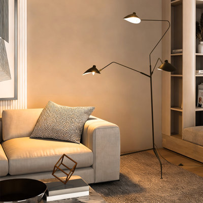 Lampe sur pied moderne de style Mid-Century 3 lumières avec abat-jour en métal, lampe sur pied industrielle de 82 po de hauteur pour la chambre à coucher, le salon et le bureau