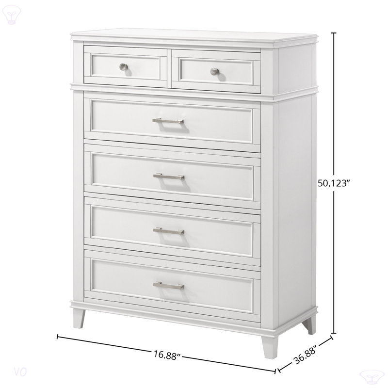 Commode 5 tiroirs, commode moderne, Blanc