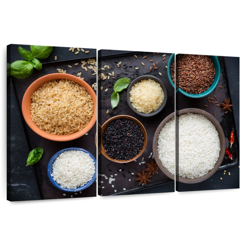 Riz dans des bols, H 28 po x l 45 po