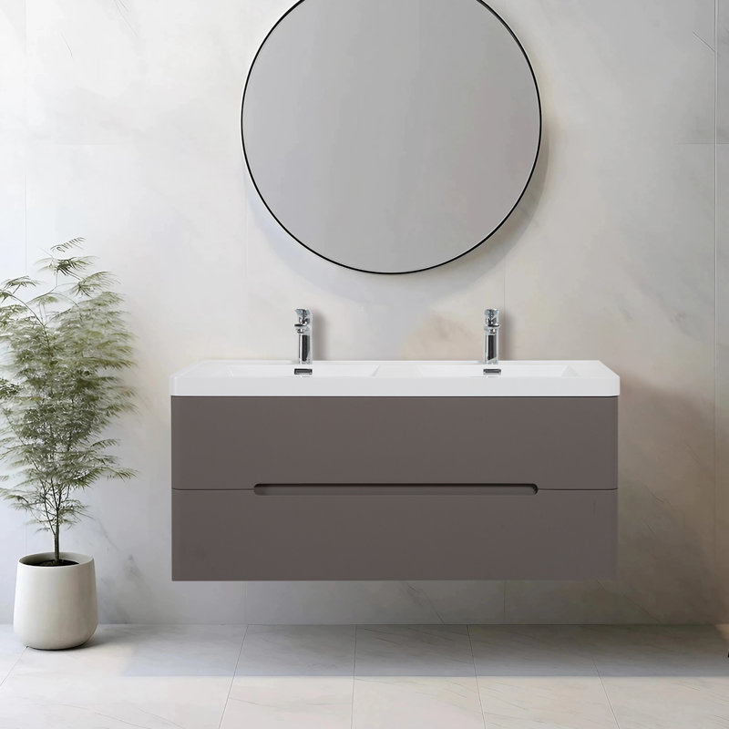 Marriann 120mm Double Bathroom Vanity with Drop In Resin Basin, Grey