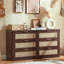Ensemble de 4 meubles en rotin de style bohème : commode à 6 tiroirs, commode à 5 tiroirs, table de chevet à 3 tiroirs.-319959886