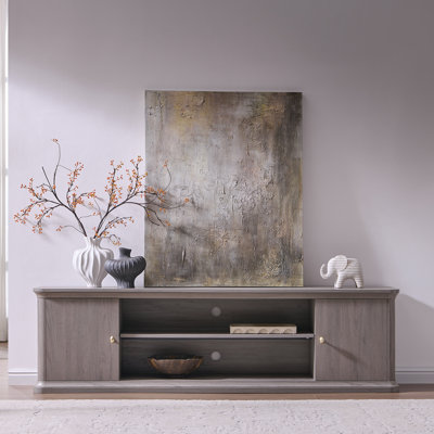  Meuble télé Abarca 70 po avec armoires de rangement et tablettes réglables avec cascade incurvée Abarca