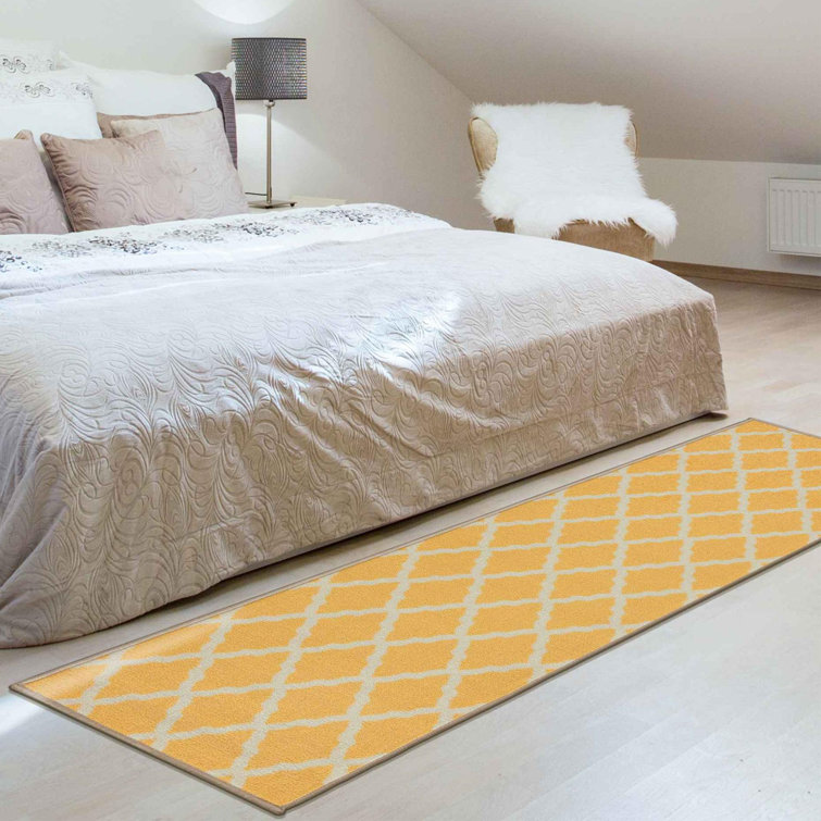 Glamour Non-Slip Moroccan Trellis Area Rug For Living Room, Hallway Runner, Entryway Rug, Yellow