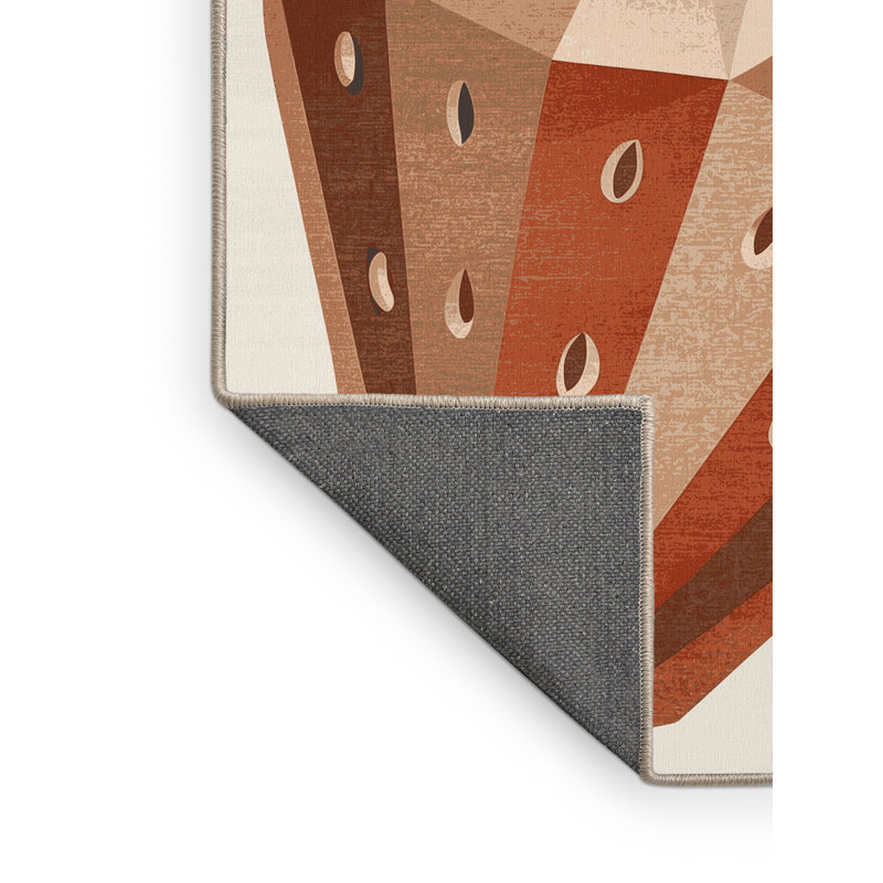 Tapis beige moelleux et moelleux à motif de fraises modernes - reliure beige, 8 x 12