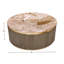 Table basse ronde en laiton avec plateau en marbre Italian-1859144778
