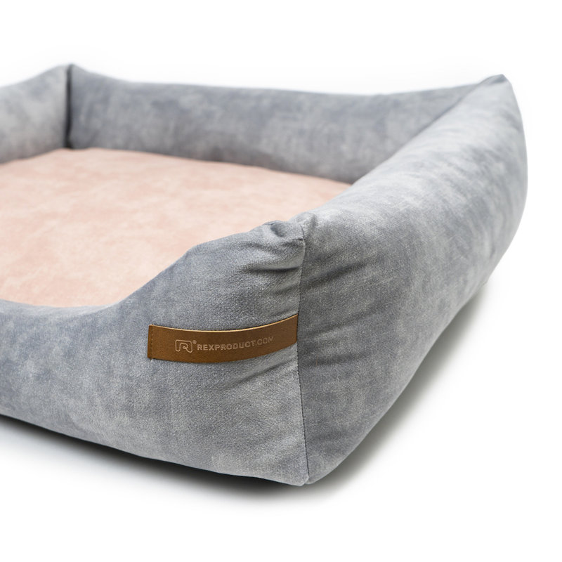 Orthopedic Memory Foam Pet Bed, 15cm H x 75cm W x 85cm D, Grey/Pink